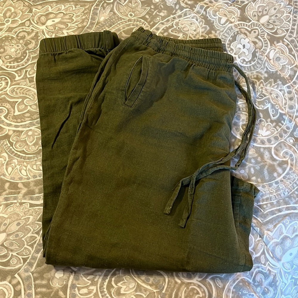 Olive Green Love Tree Drawstring Joggers